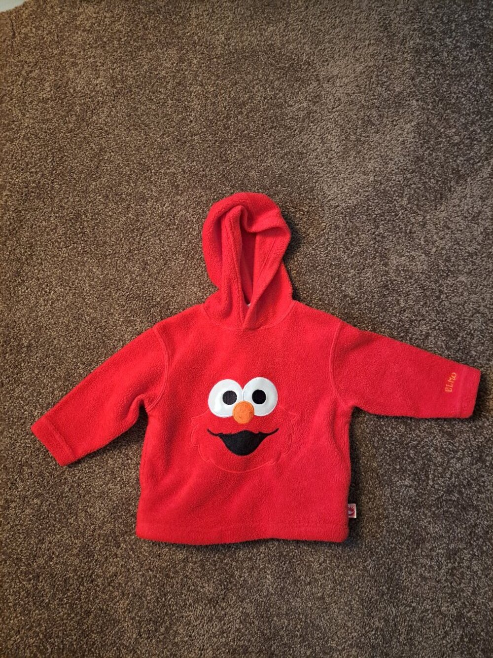 Vintage Sesame Street Elmo Red Fleece Pullover Hoodie W/Embroidered Face&Sleeve